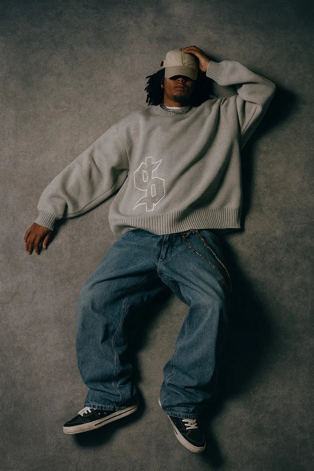 Grey Long Sleeve Sweater Dollar Knitted