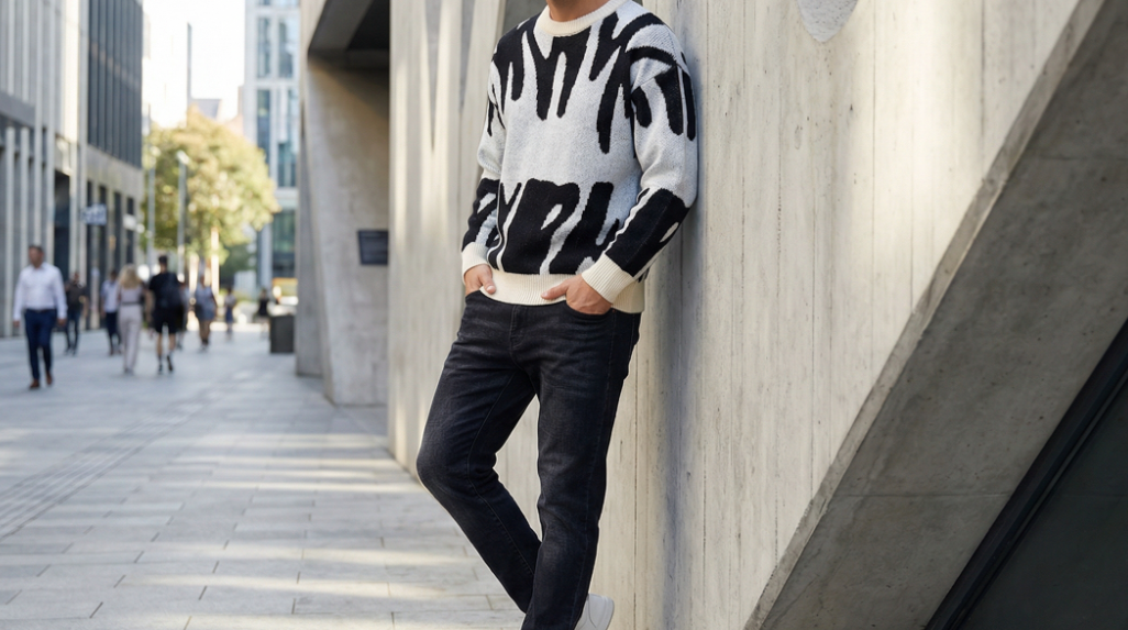 Black &amp; White Drip Knit 