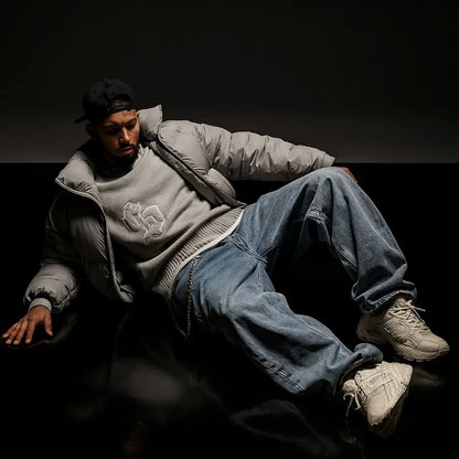 Grey Long Sleeve Sweater Dollar Knitted